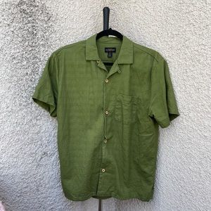 Short Sleeve Green Button Down